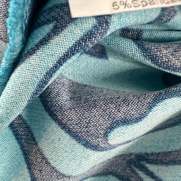 Blue Patterned Women's Top Lagenlook pull tab sleeve Size 2xl - Picture 8 of 11